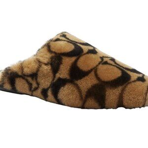 Coach Women's Signature Shearling Slippers in Coconut 11M